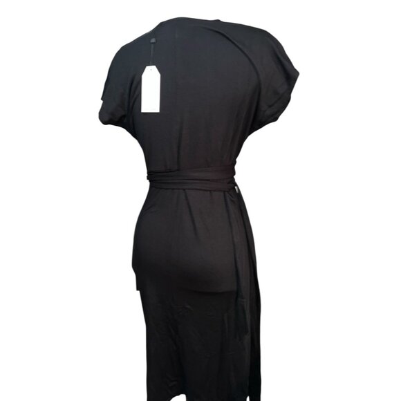 Universal Standard V Neck Tie Waist Soft Casual Dress Sz 4XS (XS 00-0) Black Sho - Picture 14 of 16